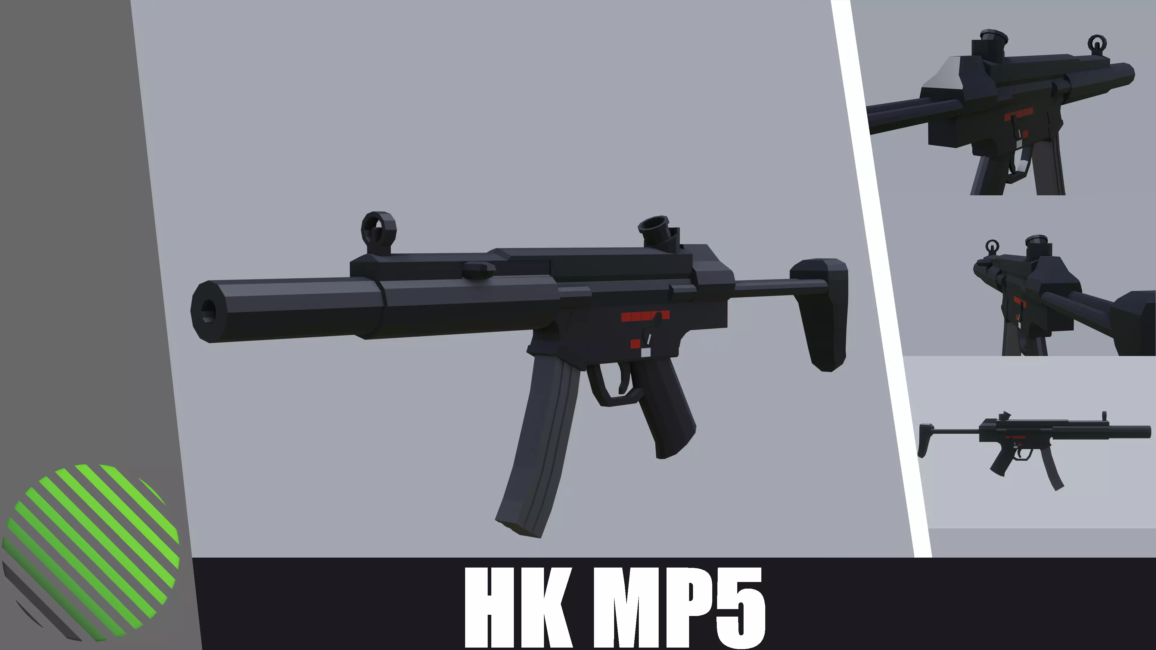 MP5 low poly gun Free low-poly 3D model
