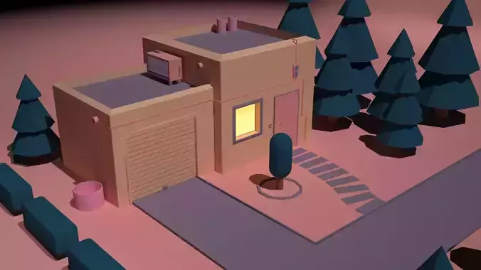 Low-Poly Composition house