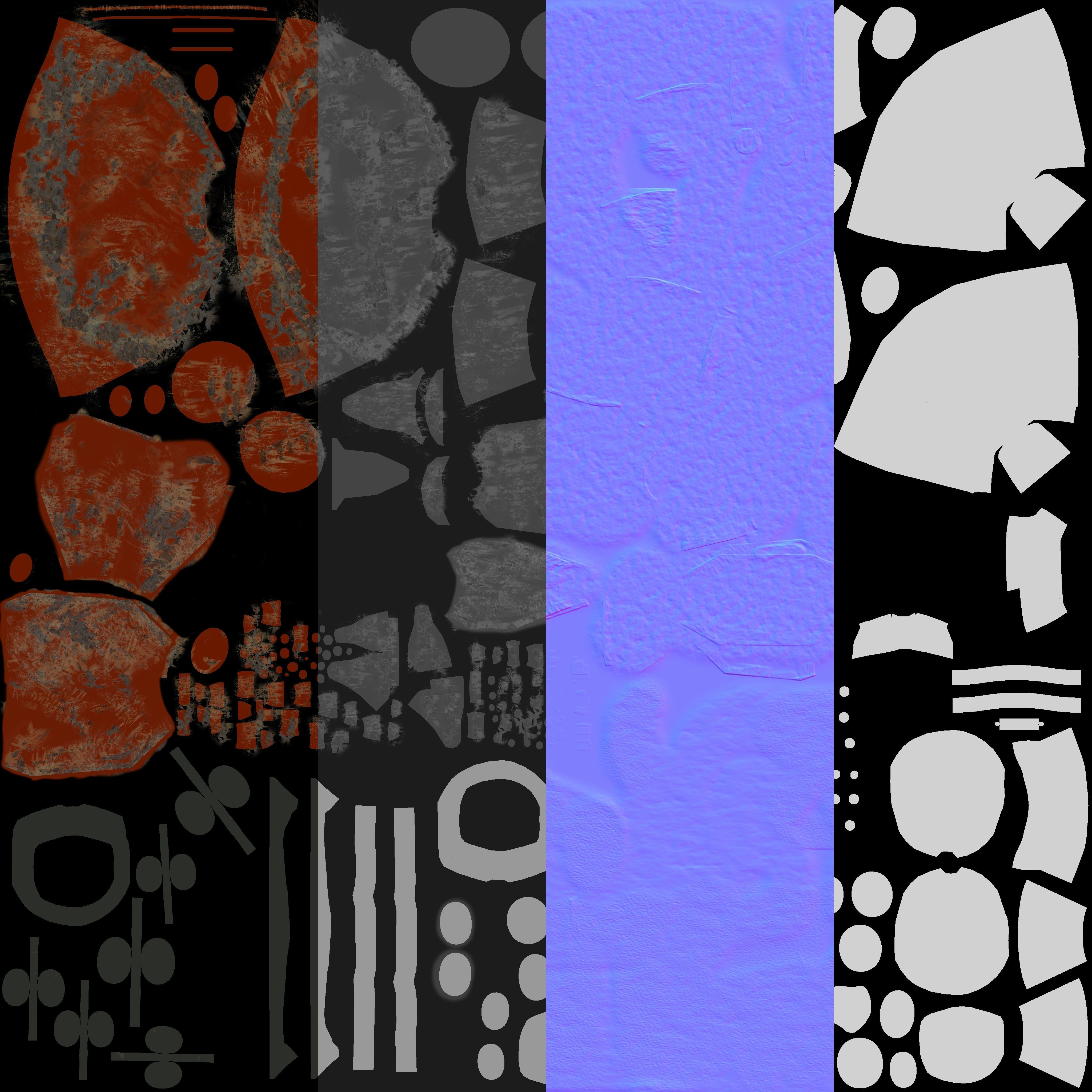 Rusty red robot Low-poly 3D model_11