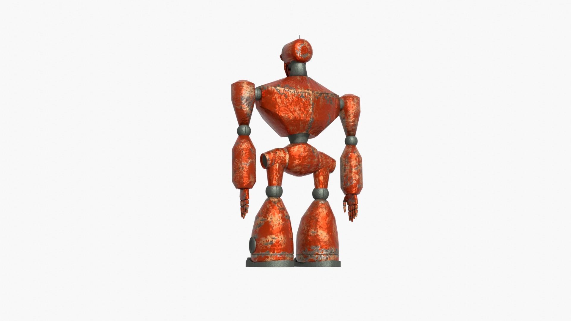 Rusty red robot Low-poly 3D model_6