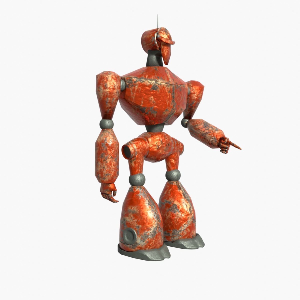Rusty red robot Low-poly 3D model_10