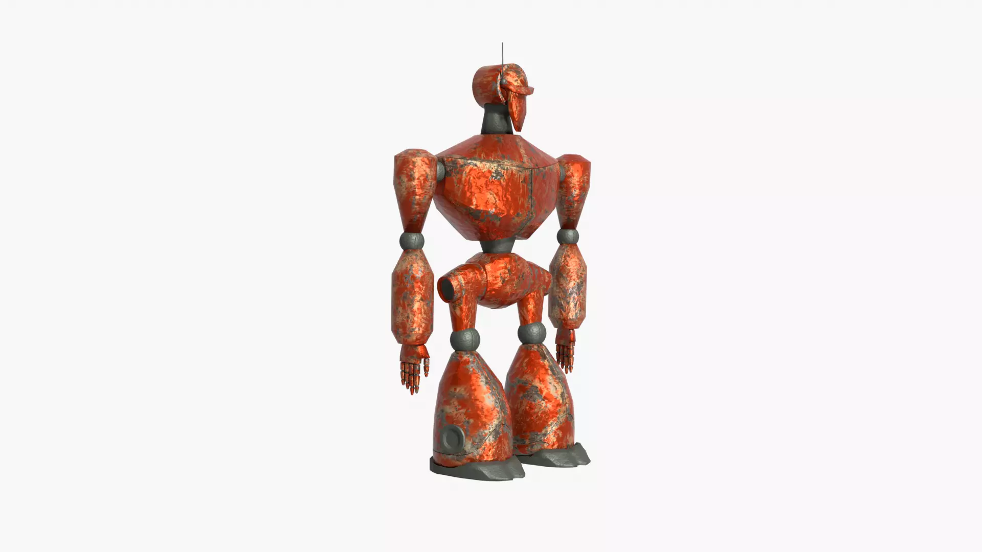 Rusty red robot Low-poly 3D model_0