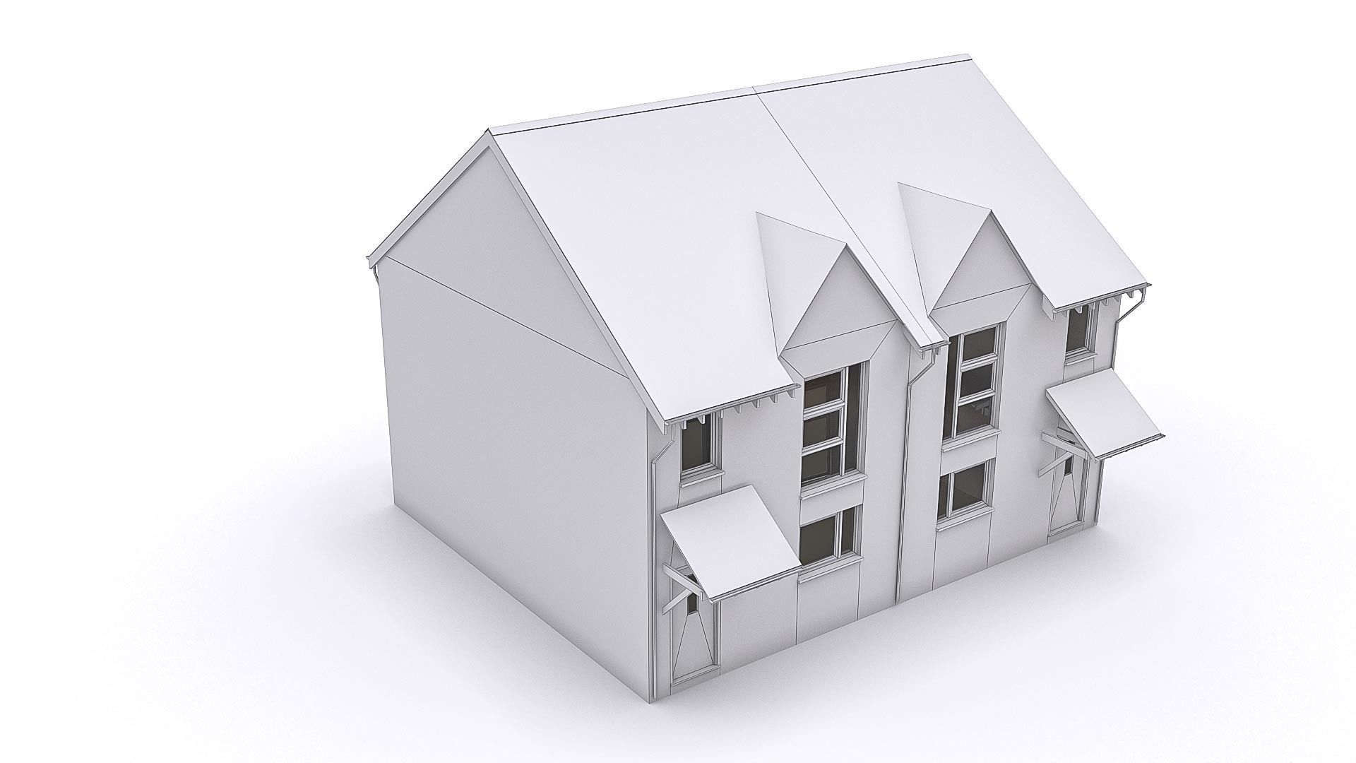 Townhouse 08 Low-poly 3D model_5