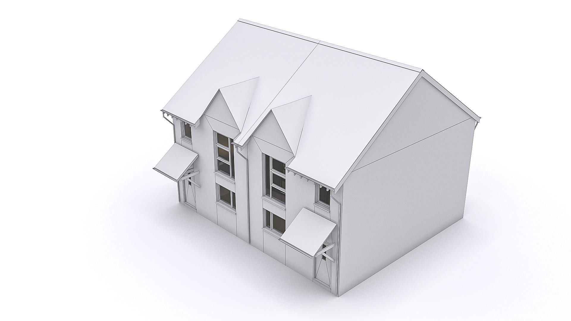 Townhouse 08 Low-poly 3D model_2