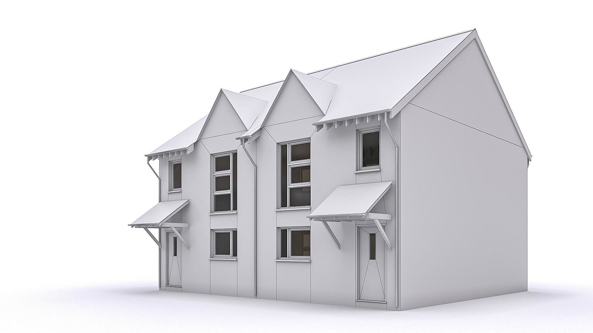 Townhouse 08 Low-poly 3D model_7