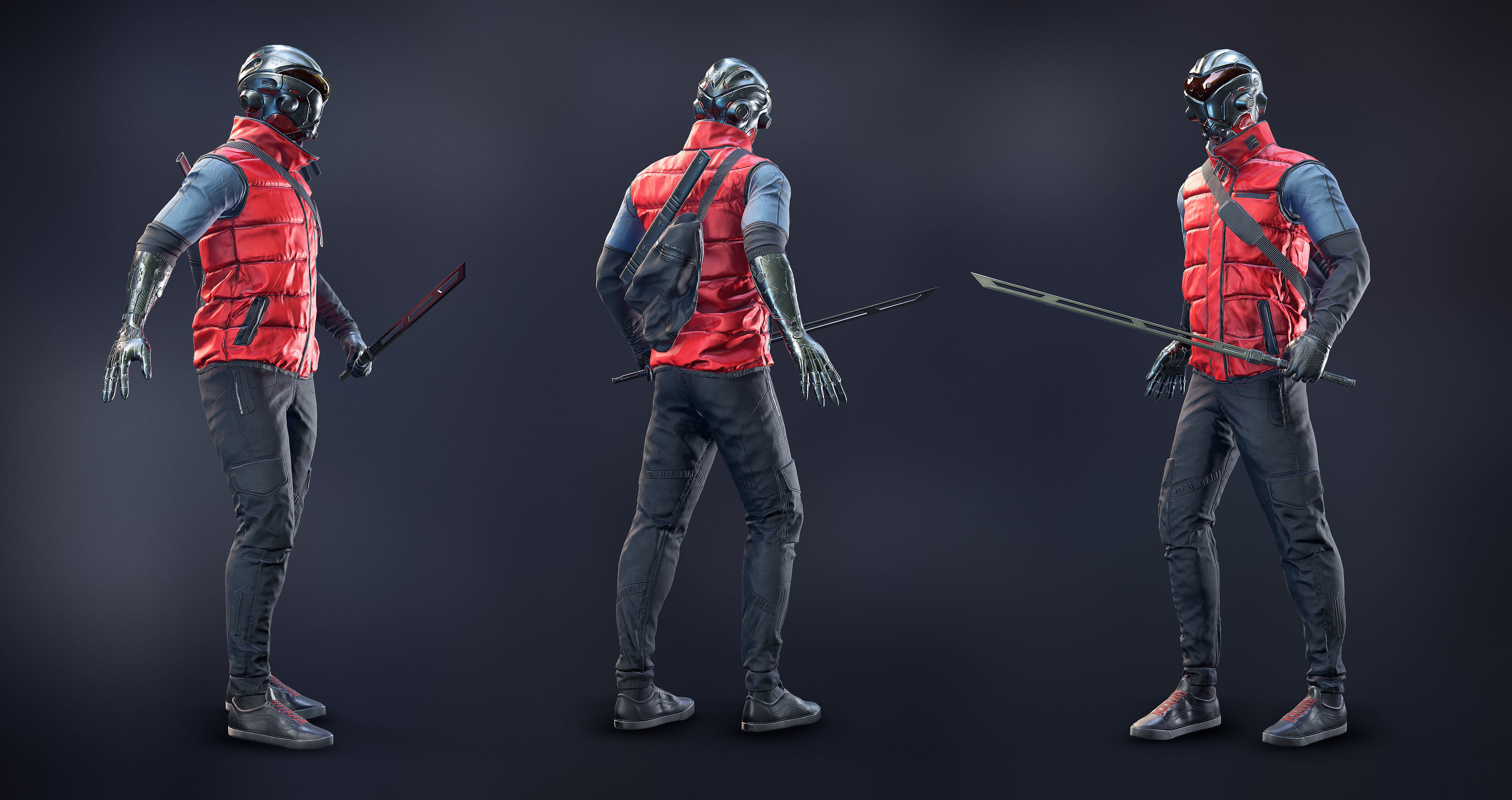 Cyber Guy low poly Low-poly 3D model_2