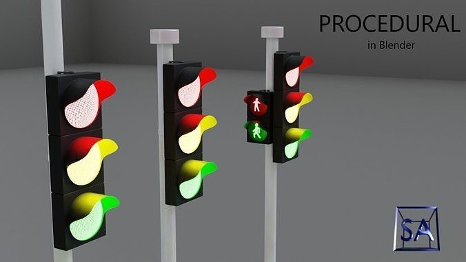 Realistic Traffic Lights Low-poly 3D model