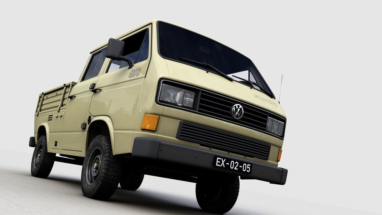 VOLKSWAGEN TRANSPORTER PICKUP DOUBLE CAB SYNCRO 1987 3D model_7