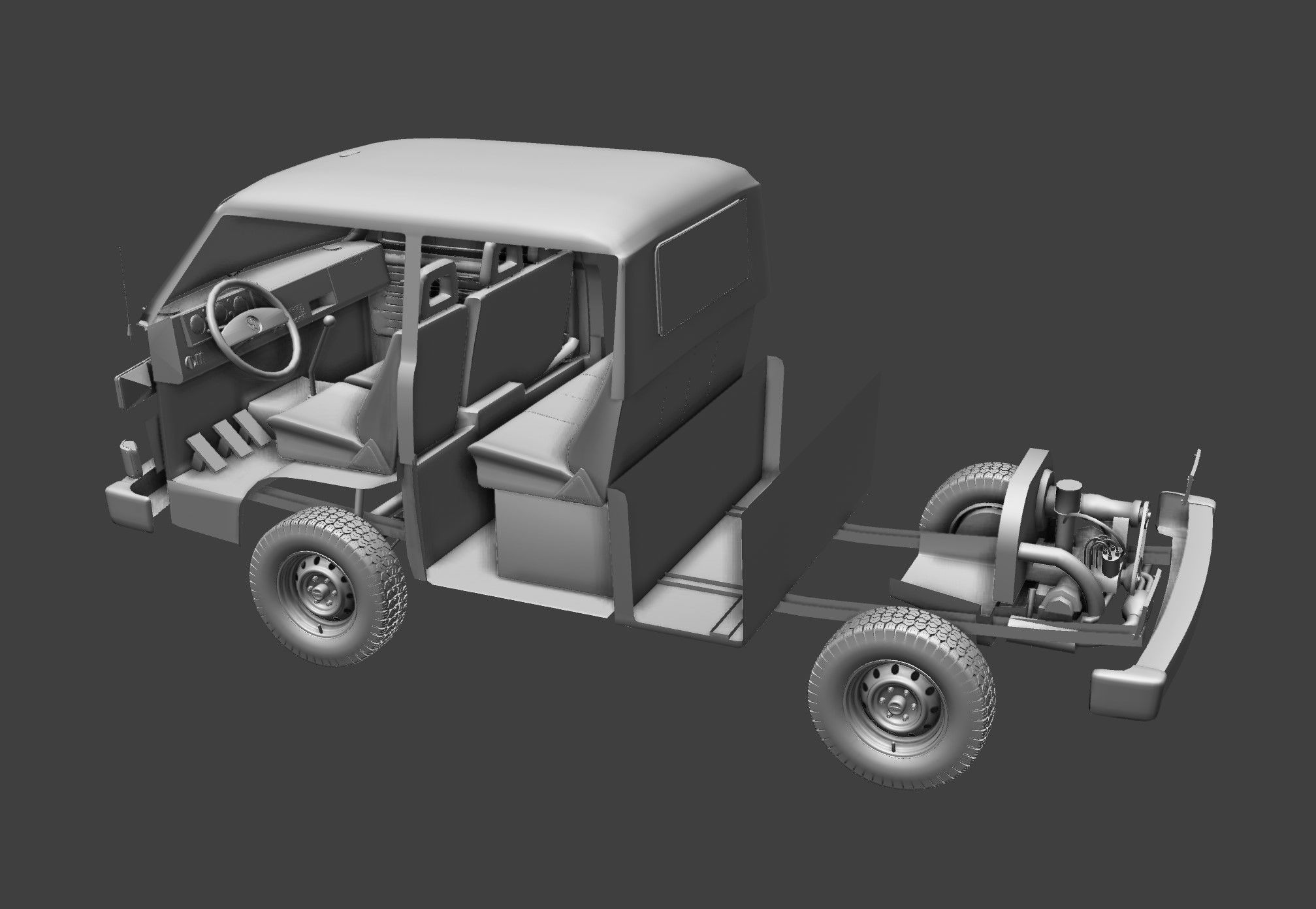 VOLKSWAGEN TRANSPORTER PICKUP DOUBLE CAB SYNCRO 1987 3D model_19