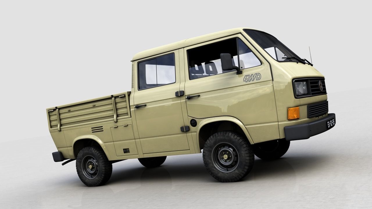 VOLKSWAGEN TRANSPORTER PICKUP DOUBLE CAB SYNCRO 1987 3D model_12