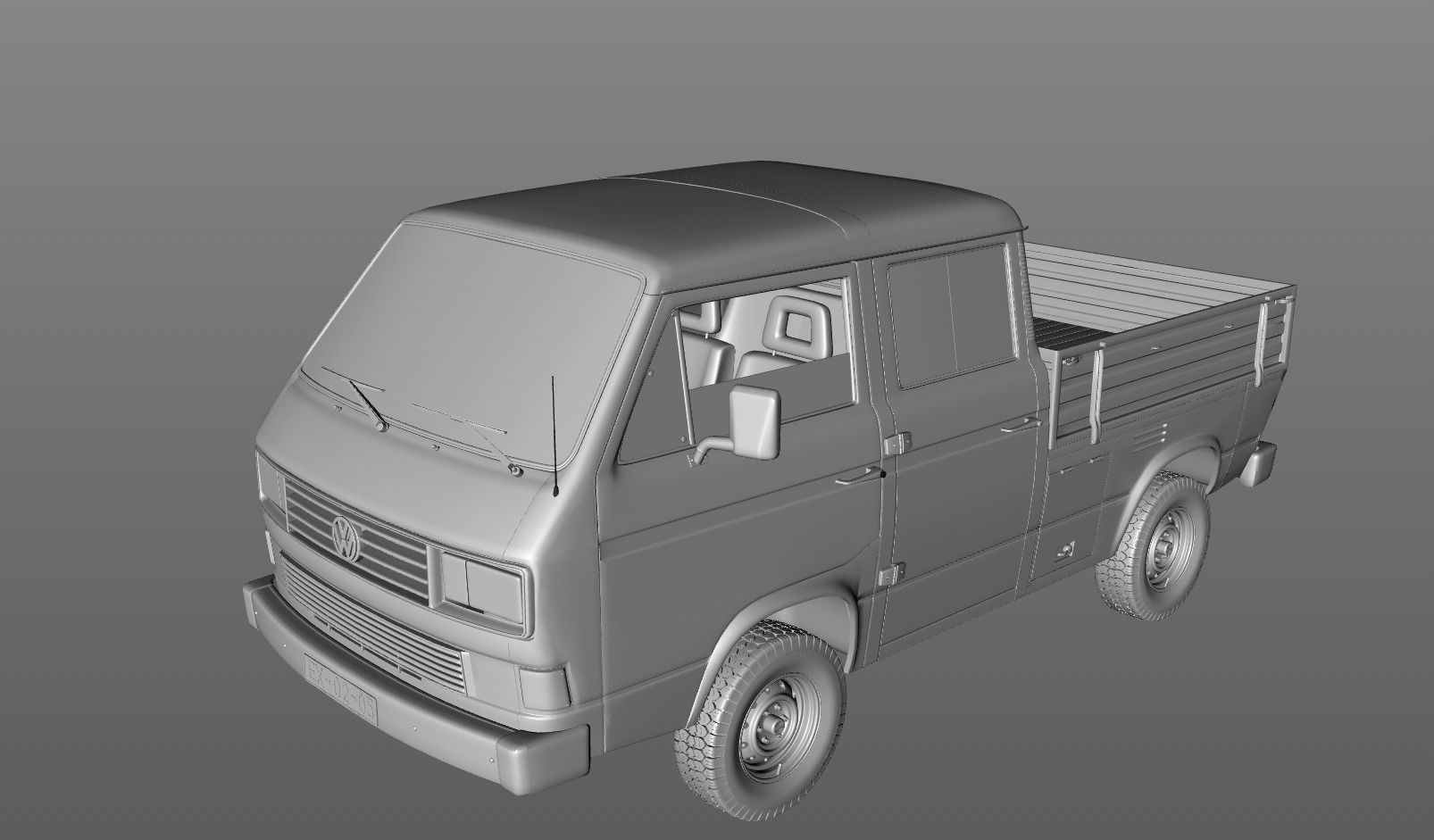 VOLKSWAGEN TRANSPORTER PICKUP DOUBLE CAB SYNCRO 1987 3D model_13