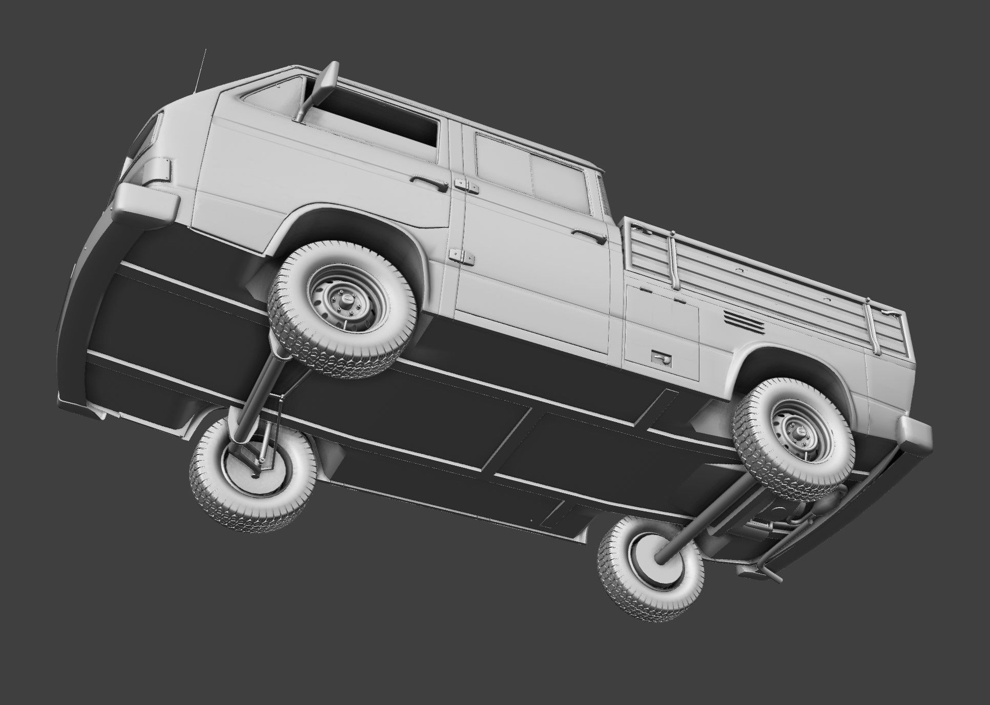 VOLKSWAGEN TRANSPORTER PICKUP DOUBLE CAB SYNCRO 1987 3D model_20