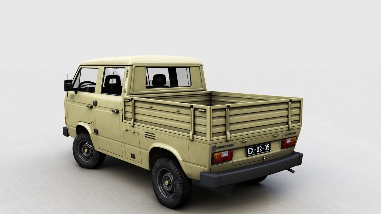 VOLKSWAGEN TRANSPORTER PICKUP DOUBLE CAB SYNCRO 1987 3D model_11