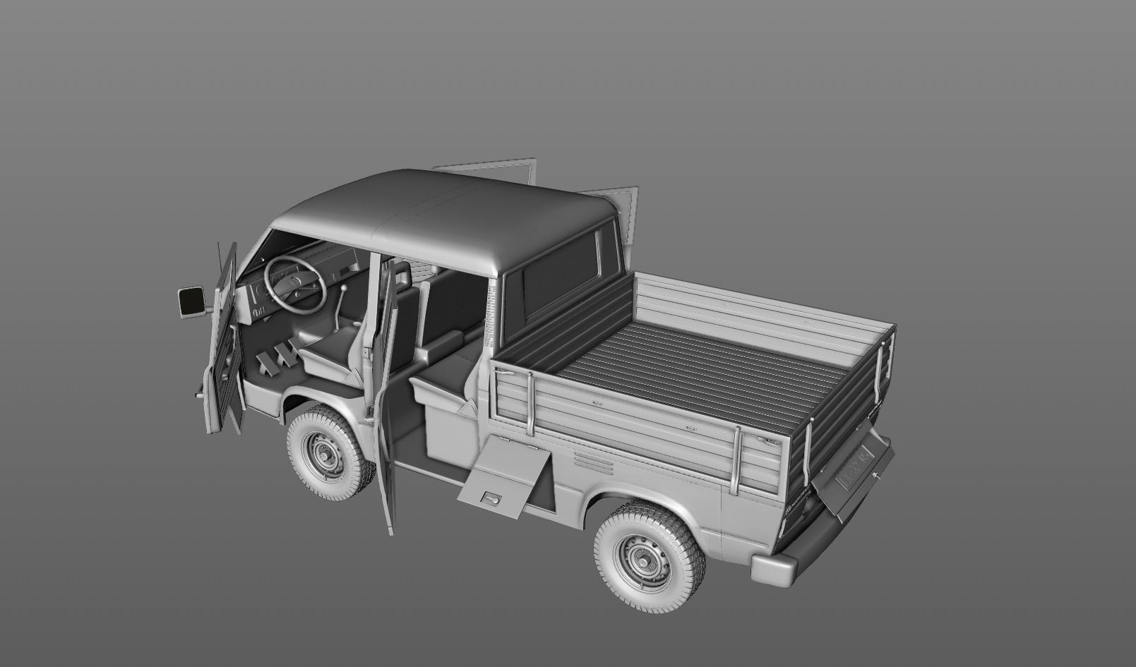 VOLKSWAGEN TRANSPORTER PICKUP DOUBLE CAB SYNCRO 1987 3D model_9