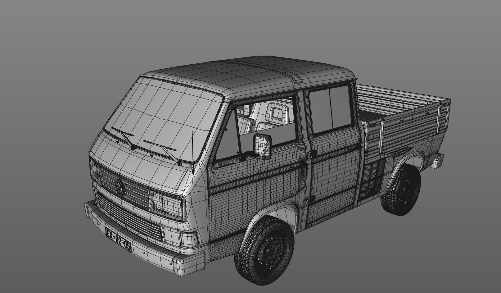 VOLKSWAGEN TRANSPORTER PICKUP DOUBLE CAB SYNCRO 1987 3D model_15