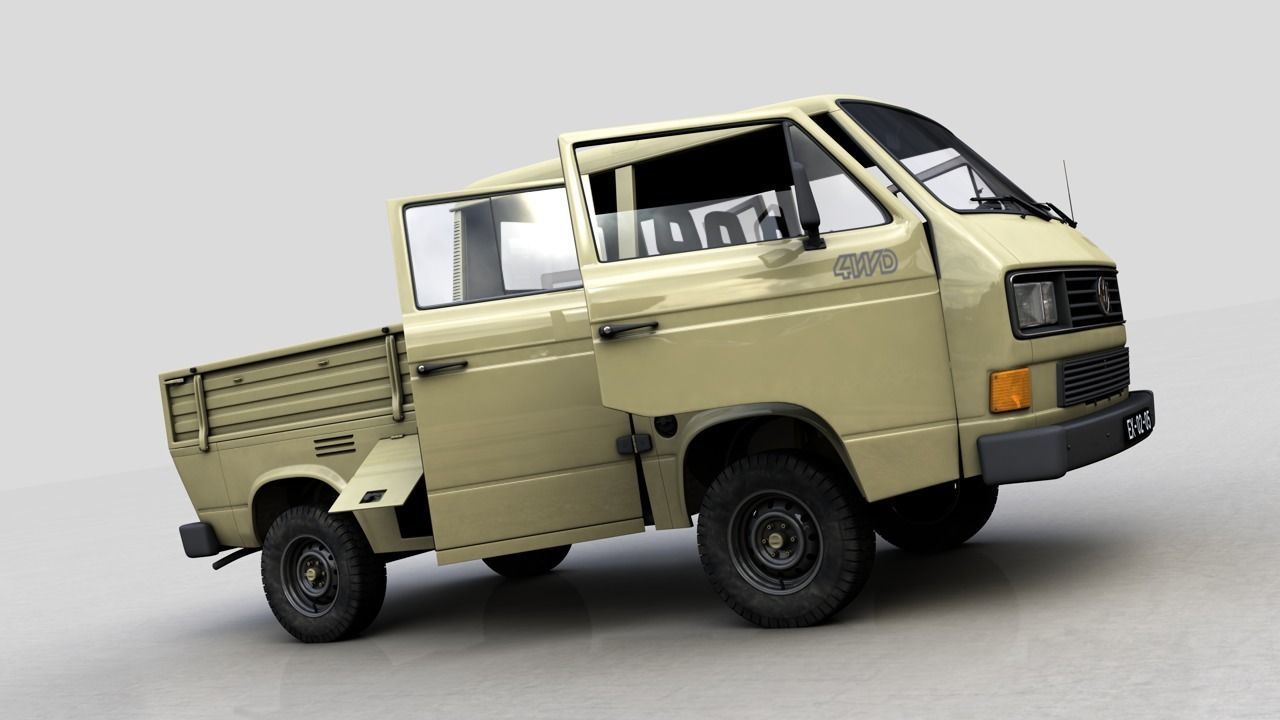 VOLKSWAGEN TRANSPORTER PICKUP DOUBLE CAB SYNCRO 1987 3D model_4