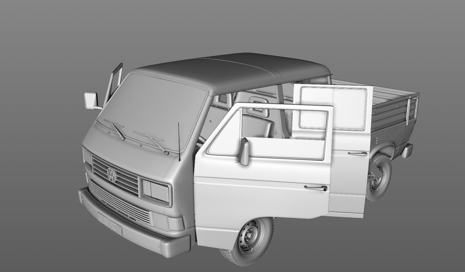 VOLKSWAGEN TRANSPORTER PICKUP DOUBLE CAB SYNCRO 1987 3D model_14