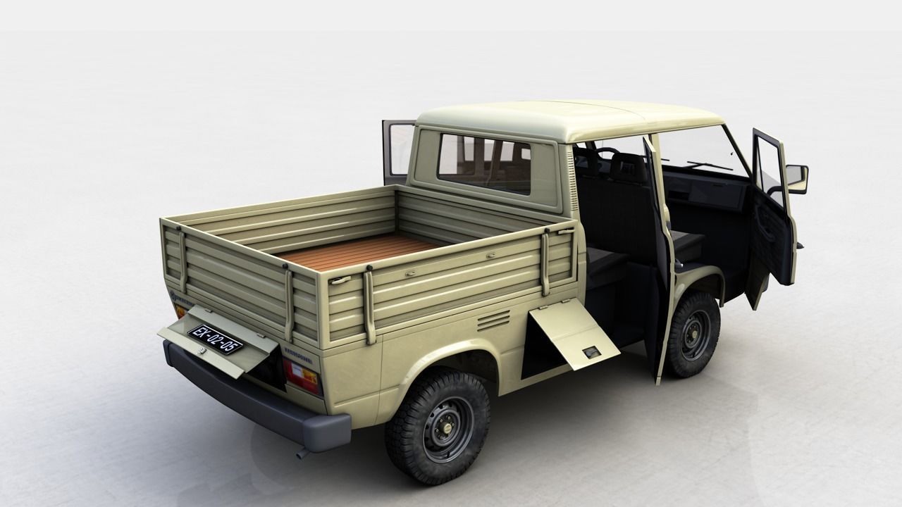 VOLKSWAGEN TRANSPORTER PICKUP DOUBLE CAB SYNCRO 1987 3D model_5