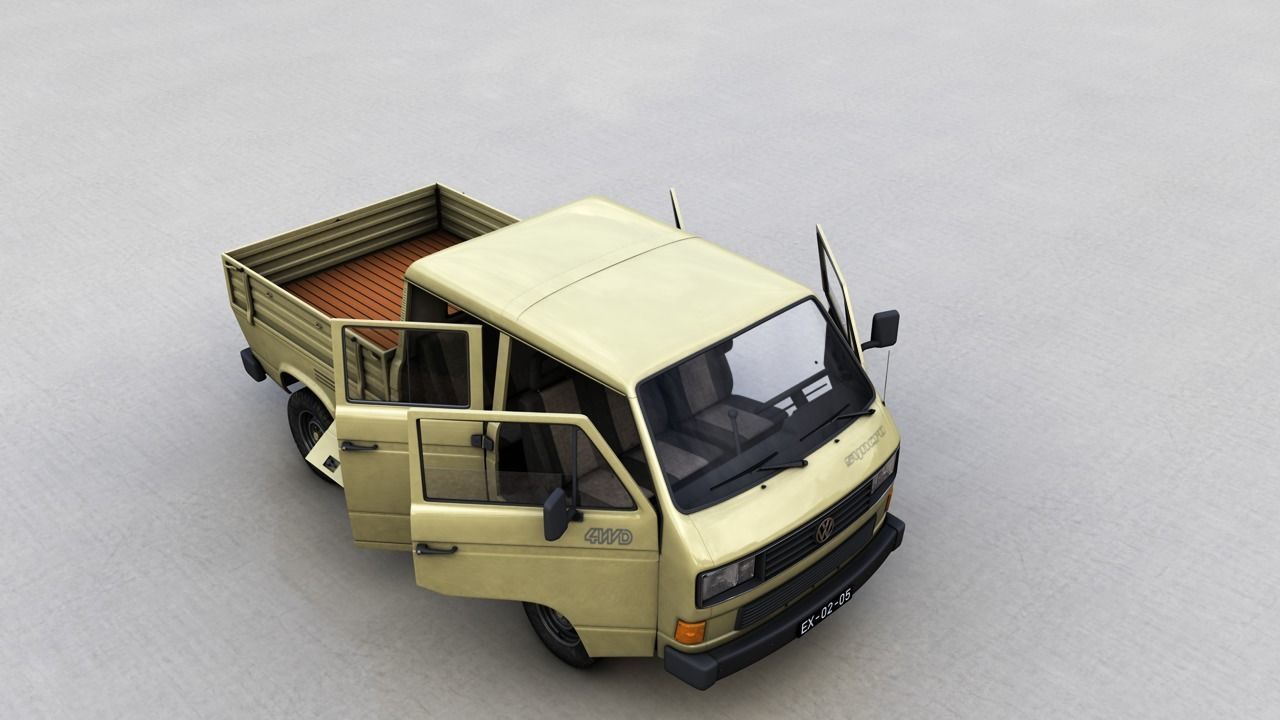 VOLKSWAGEN TRANSPORTER PICKUP DOUBLE CAB SYNCRO 1987 3D model_10