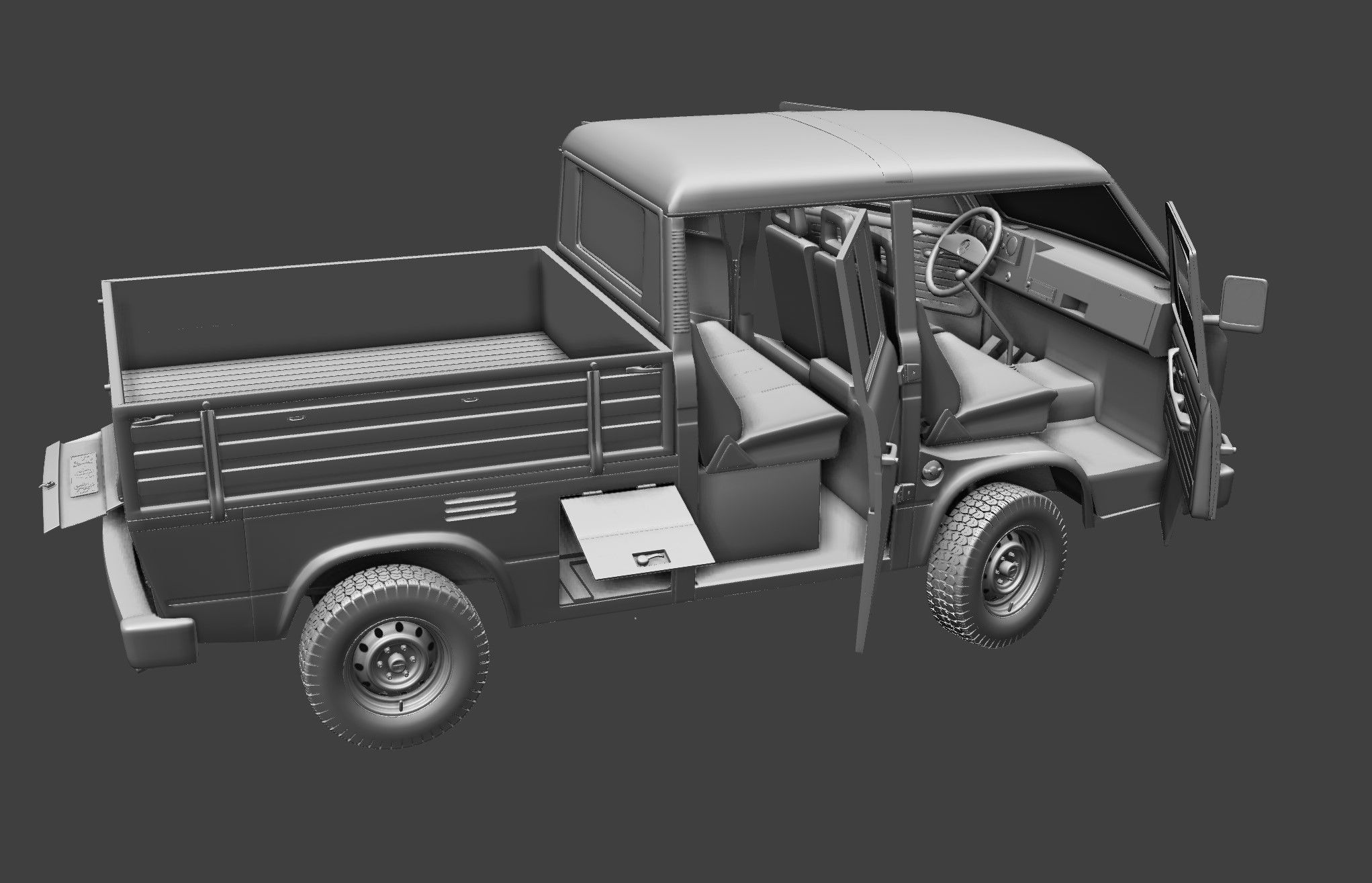 VOLKSWAGEN TRANSPORTER PICKUP DOUBLE CAB SYNCRO 1987 3D model_22