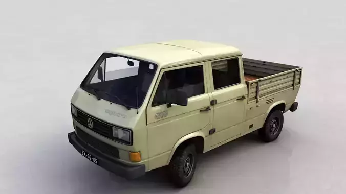 VOLKSWAGEN TRANSPORTER PICKUP DOUBLE CAB SYNCRO 1987 3D model