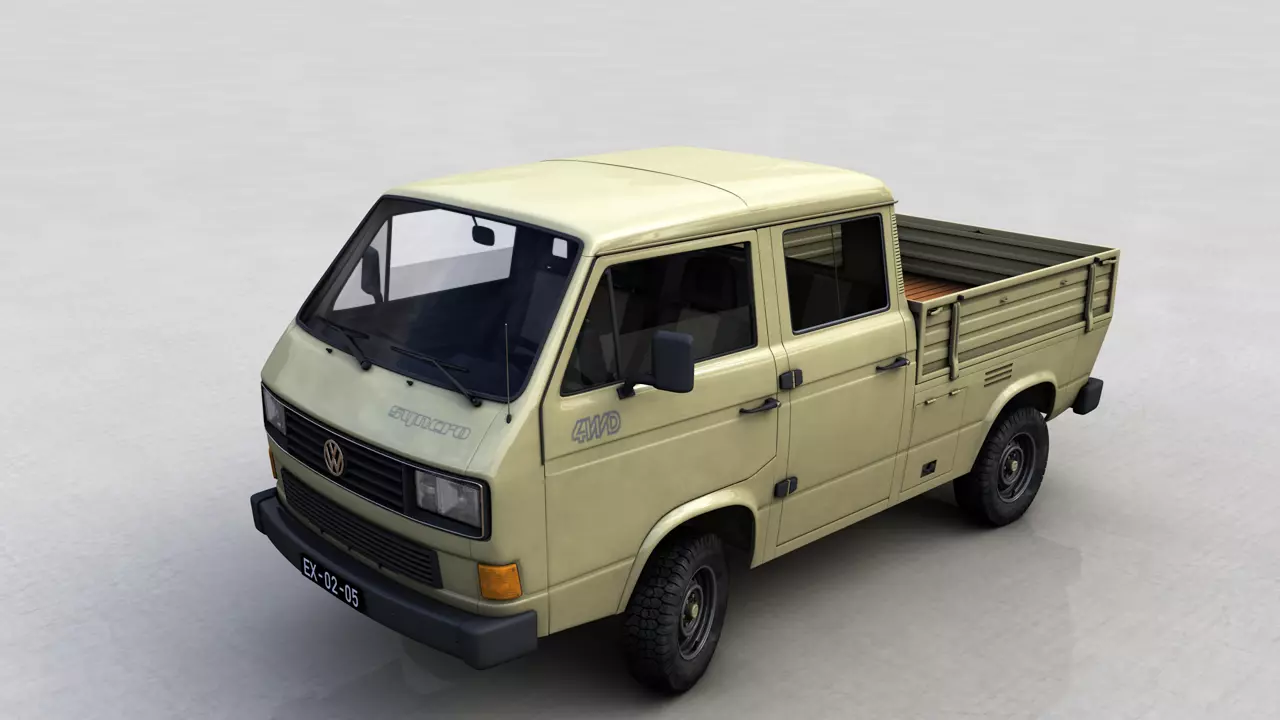 VOLKSWAGEN TRANSPORTER PICKUP DOUBLE CAB SYNCRO 1987 3D model_0