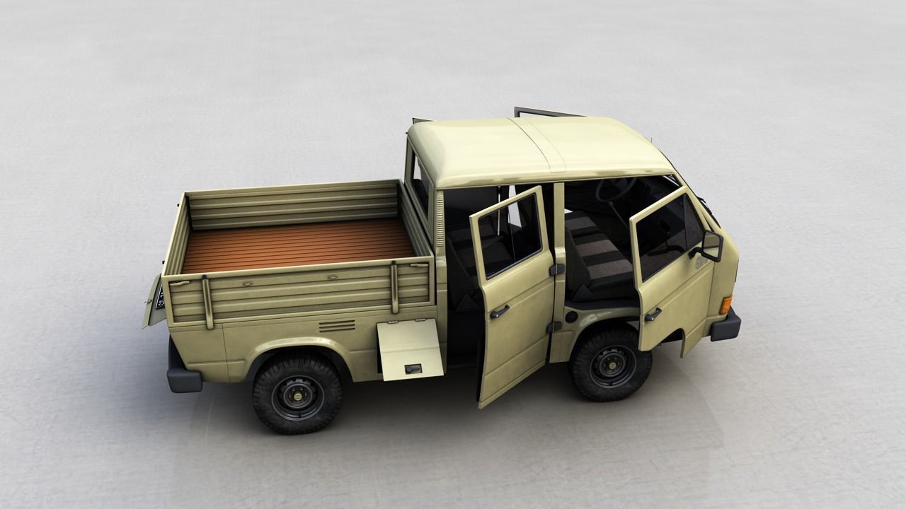 VOLKSWAGEN TRANSPORTER PICKUP DOUBLE CAB SYNCRO 1987 3D model_3