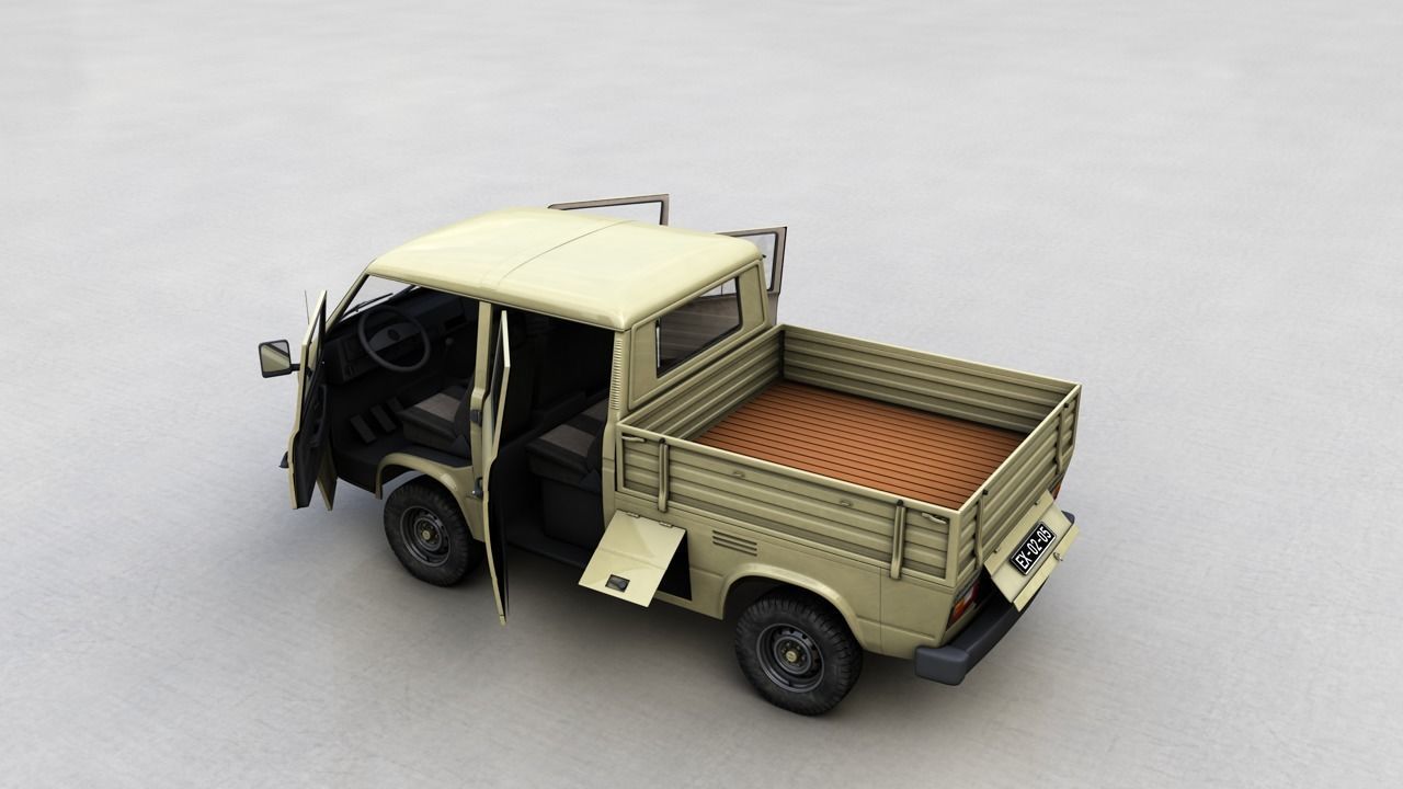 VOLKSWAGEN TRANSPORTER PICKUP DOUBLE CAB SYNCRO 1987 3D model_8