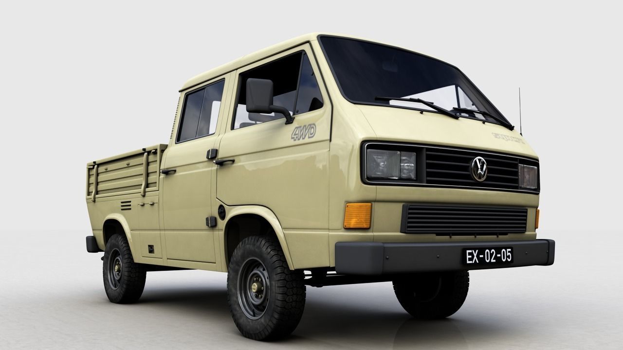 VOLKSWAGEN TRANSPORTER PICKUP DOUBLE CAB SYNCRO 1987 3D model_6