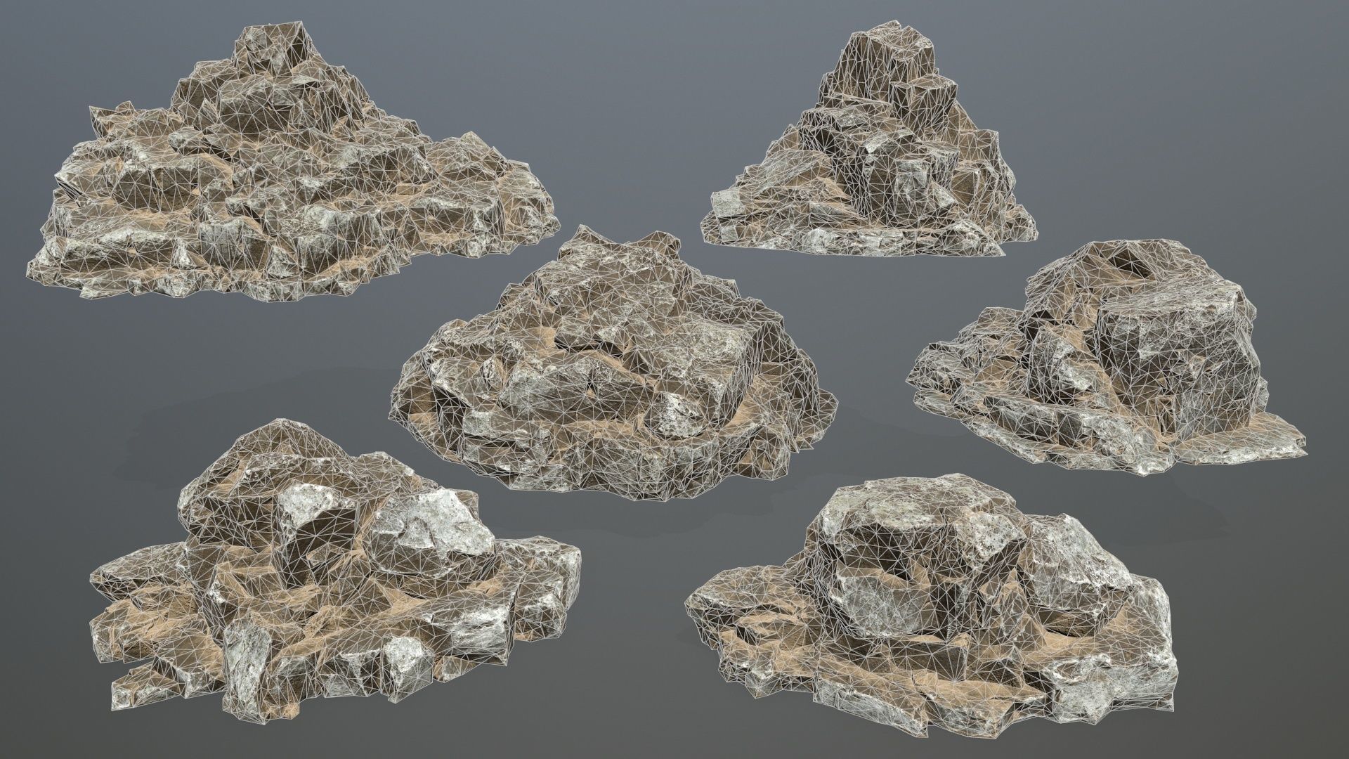 desert rocks Low-poly 3D model_19
