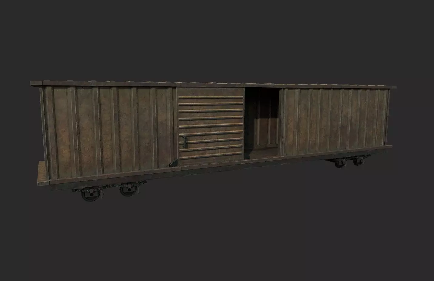 Old Train Wagon Low-poly 3D model