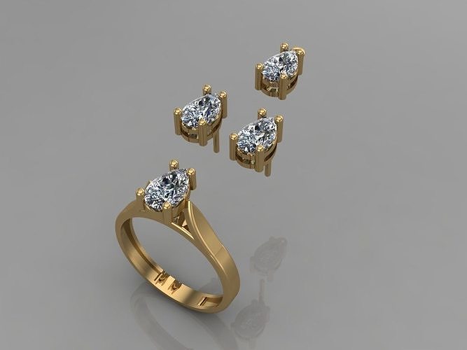 GC GOLD T129- Diamond solitarie gold ring  3D print model