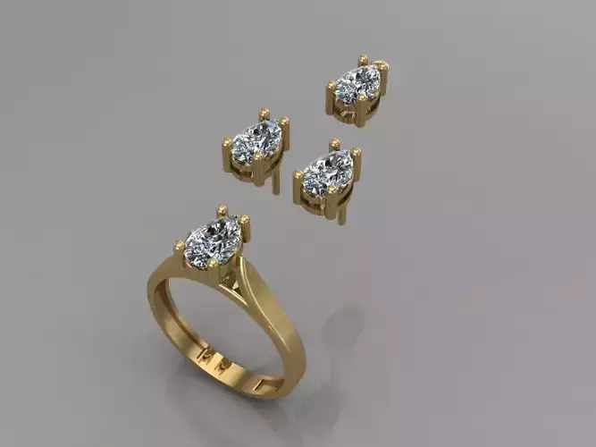 GC GOLD T129- Diamond solitarie gold ring 