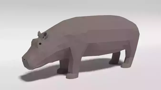 Low Poly Cartoon Hippopotamus