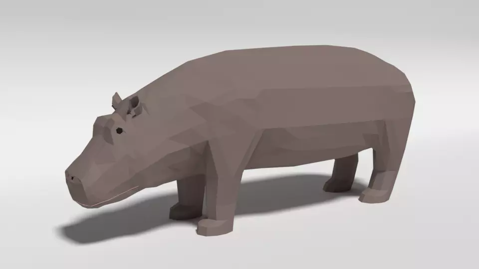 Low Poly Cartoon Hippopotamus Low-poly 3D model