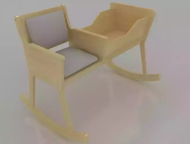 Cradle rocking chair with seat 3D model