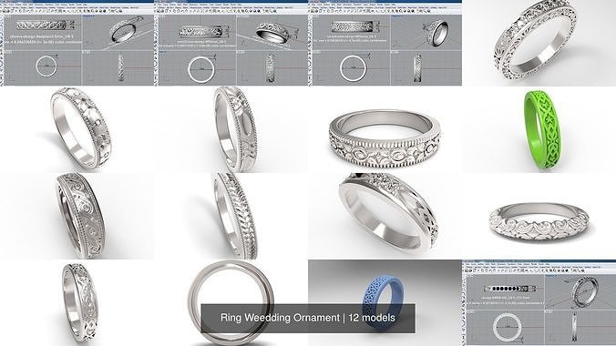 Ring Weedding Ornament 3D Model Collection