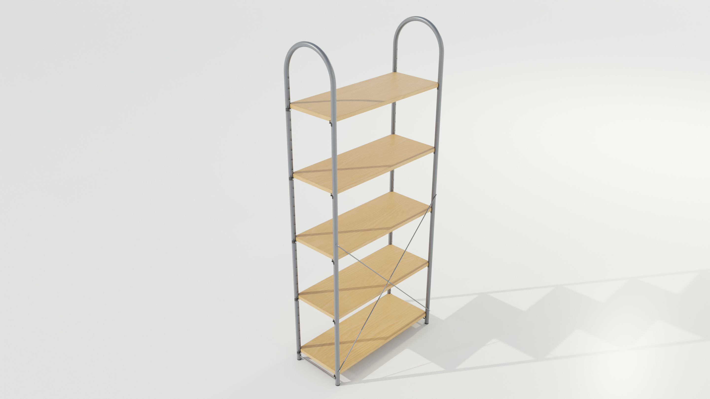 Wood-Metal Shelf 3D model_4