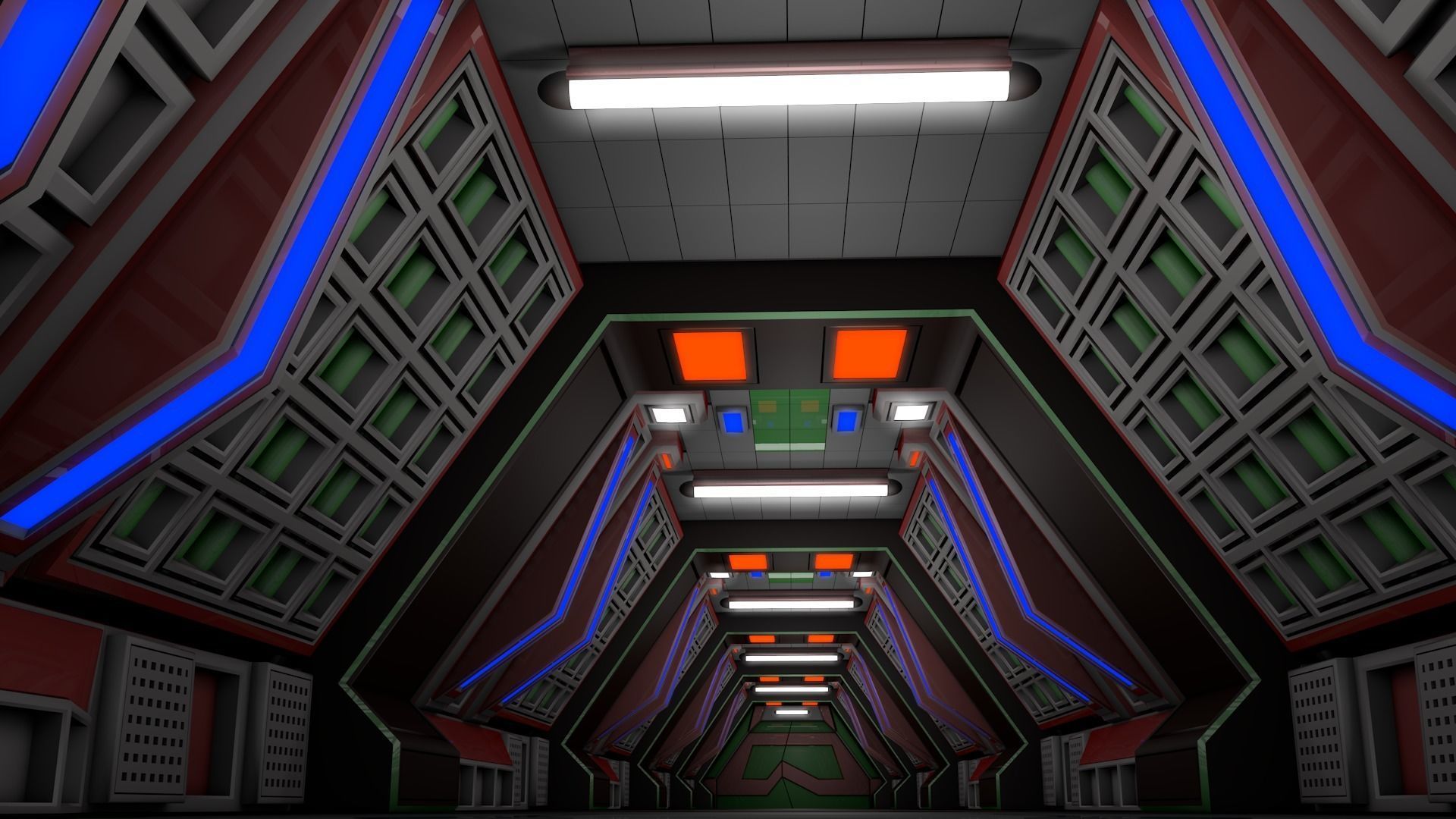 Sci Fi Corridor 3D model_1