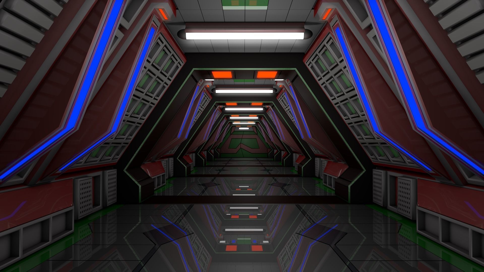 Sci Fi Corridor 3D model_3