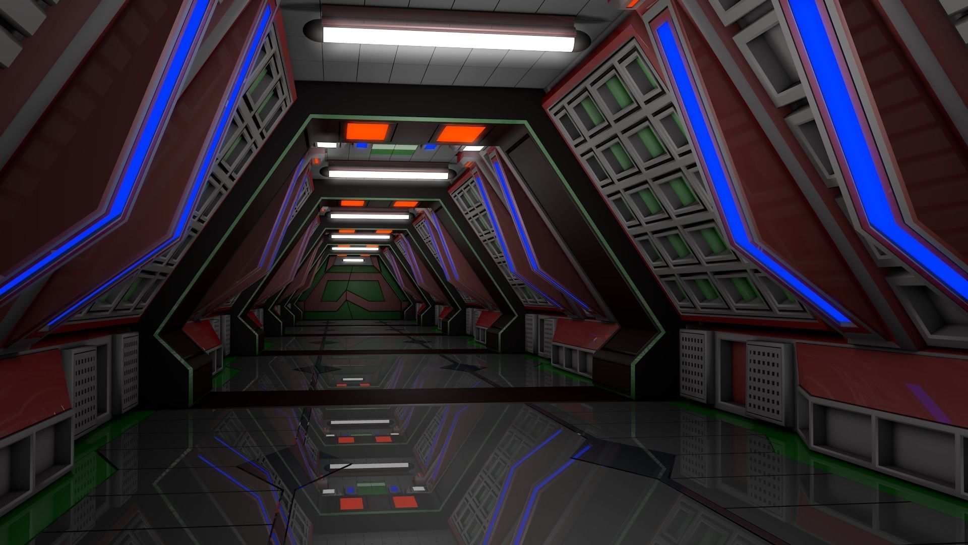 Sci Fi Corridor 3D model_5