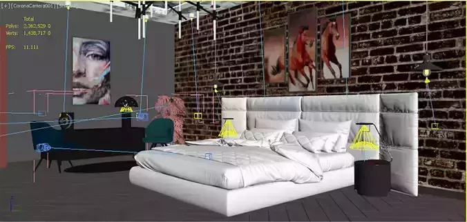 Industrial Bed Room 3D model