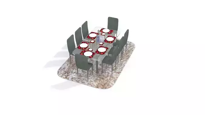 Dining Table Low-poly 3D model