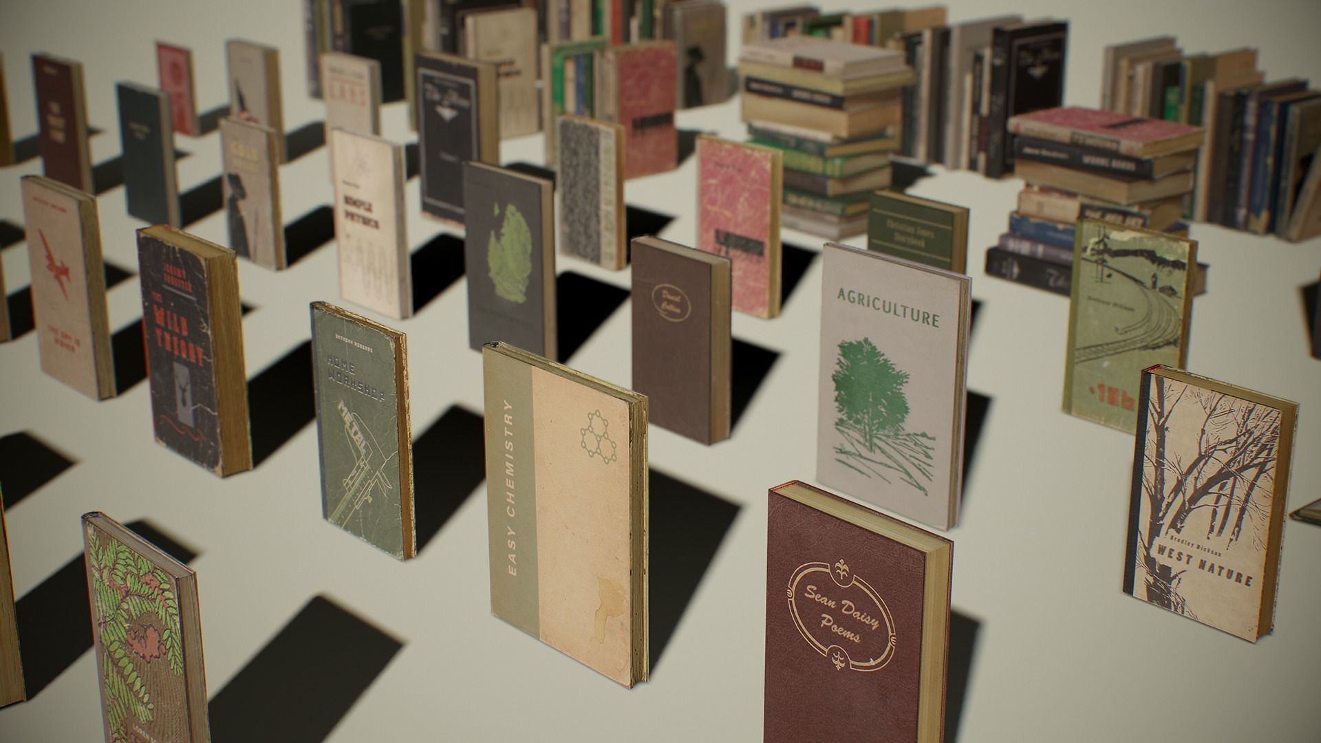 PBR Retro Books Low-poly 3D model_5