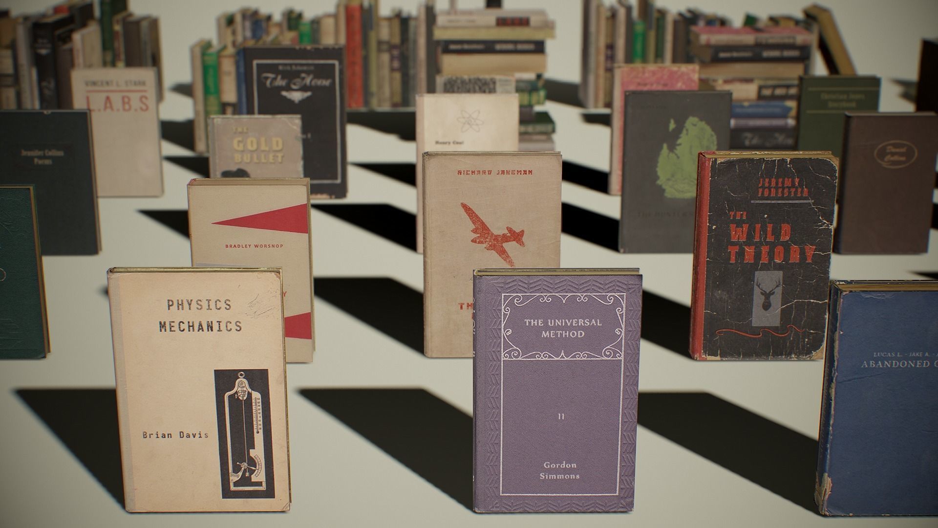 PBR Retro Books Low-poly 3D model_0