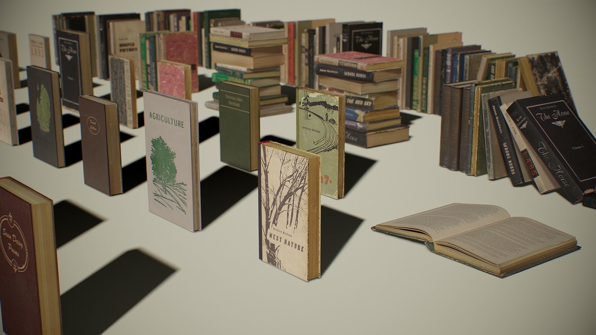 PBR Retro Books Low-poly 3D model_10