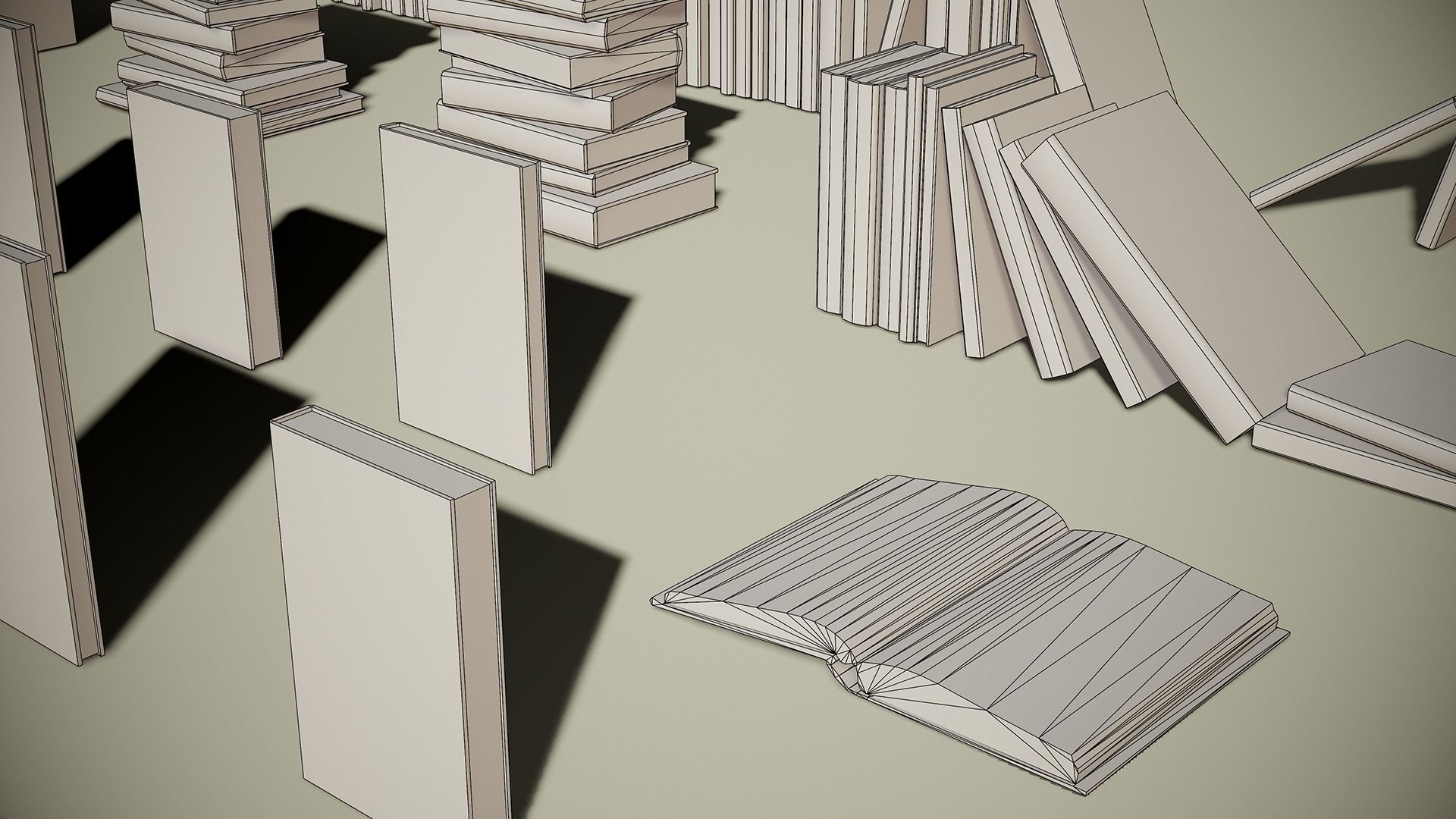 PBR Retro Books Low-poly 3D model_13