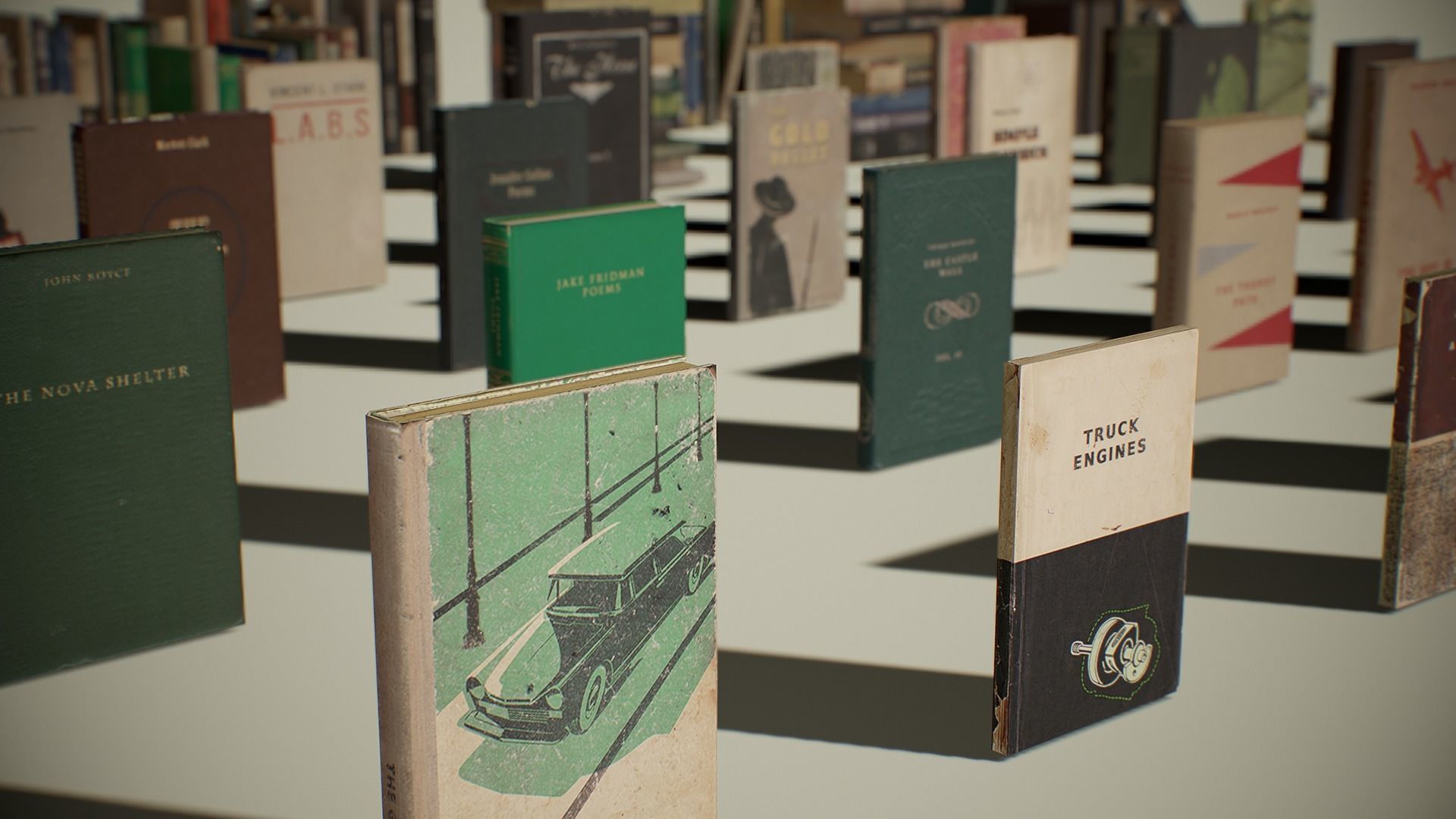 PBR Retro Books Low-poly 3D model_6