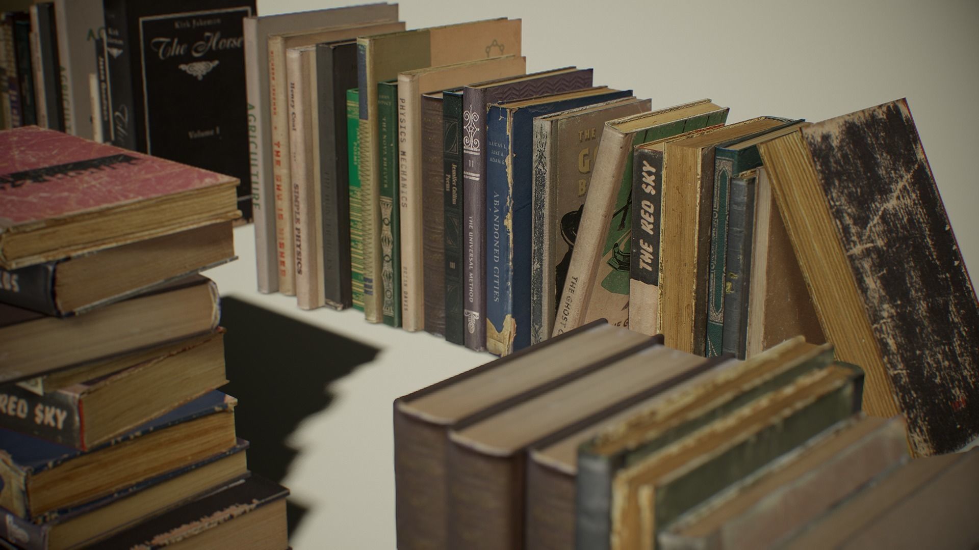 PBR Retro Books Low-poly 3D model_7