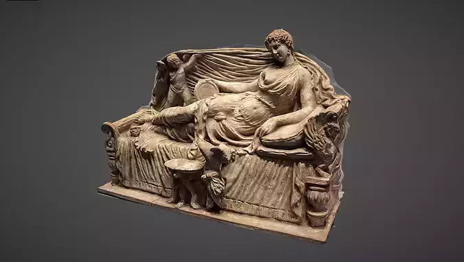 Woman on couch with cupids greek statue photogrammetry 3d scan